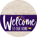 Welcome To Our Home Sign Pride Purple Stripe White Wash Decoe-3966-Dh 18 Wood Round