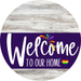 Welcome To Our Home Sign Pride Purple Stripe White Wash Decoe-3967-Dh 18 Wood Round