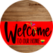Welcome To Our Home Sign Pride Red Stripe Wood Grain Decoe-3889-Dh 18 Round