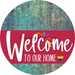 Welcome To Our Home Sign Pride Viva Magenta Stripe Petina Look Decoe-3984-Dh 18 Wood Round