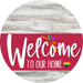 Welcome To Our Home Sign Pride Viva Magenta Stripe White Wash Decoe-3987-Dh 18 Wood Round