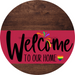 Welcome To Our Home Sign Pride Viva Magenta Stripe Wood Grain Decoe-3971-Dh 18 Round