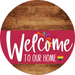 Welcome To Our Home Sign Pride Viva Magenta Stripe Wood Grain Decoe-3980-Dh 18 Round