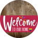 Welcome To Our Home Sign Pride Viva Magenta Stripe Wood Grain Decoe-3982-Dh 18 Round