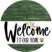 Welcome To Our Home Sign Pride White Stripe Green Stain Decoe-3858-Dh 18 Wood Round