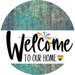 Welcome To Our Home Sign Pride White Stripe Petina Look Decoe-3854-Dh 18 Wood Round