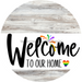 Welcome To Our Home Sign Pride White Stripe Wash Decoe-3857-Dh 18 Wood Round