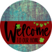 Welcome To Our Home Sign St Patricks Day Dark Red Stripe Petina Look Decoe-3305-Dh 18 Wood Round