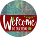 Welcome To Our Home Sign St Patricks Day Dark Red Stripe Petina Look Decoe-3315-Dh 18 Wood Round