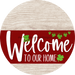 Welcome To Our Home Sign St Patricks Day Dark Red Stripe White Wash Decoe-3317-Dh 18 Wood Round