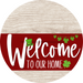Welcome To Our Home Sign St Patricks Day Dark Red Stripe White Wash Decoe-3317-Dh 18 Wood Round