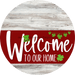 Welcome To Our Home Sign St Patricks Day Dark Red Stripe White Wash Decoe-3318-Dh 18 Wood Round