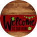 Welcome To Our Home Sign St Patricks Day Dark Red Stripe Wood Grain Decoe-3301-Dh 18 Round