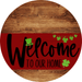 Welcome To Our Home Sign St Patricks Day Dark Red Stripe Wood Grain Decoe-3301-Dh 18 Round