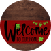 Welcome To Our Home Sign St Patricks Day Dark Red Stripe Wood Grain Decoe-3302-Dh 18 Round