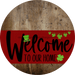 Welcome To Our Home Sign St Patricks Day Dark Red Stripe Wood Grain Decoe-3303-Dh 18 Round