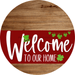 Welcome To Our Home Sign St Patricks Day Dark Red Stripe Wood Grain Decoe-3310-Dh 18 Round