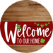 Welcome To Our Home Sign St Patricks Day Dark Red Stripe Wood Grain Decoe-3310-Dh 18 Round