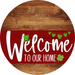 Welcome To Our Home Sign St Patricks Day Dark Red Stripe Wood Grain Decoe-3311-Dh 18 Round