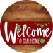 Welcome To Our Home Sign St Patricks Day Dark Red Stripe Wood Grain Decoe-3311-Dh 18 Round