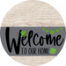 Welcome To Our Home Sign St Patricks Day Gray Stripe White Wash Decoe-3267-Dh 18 Wood Round