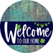 Welcome To Our Home Sign St Patricks Day Navy Stripe Petina Look Decoe-3255-Dh 18 Wood Round