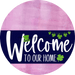 Welcome To Our Home Sign St Patricks Day Navy Stripe Pink Stain Decoe-3256-Dh 18 Wood Round