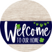 Welcome To Our Home Sign St Patricks Day Navy Stripe White Wash Decoe-3257-Dh 18 Wood Round