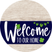 Welcome To Our Home Sign St Patricks Day Navy Stripe White Wash Decoe-3257-Dh 18 Wood Round