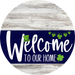 Welcome To Our Home Sign St Patricks Day Navy Stripe White Wash Decoe-3258-Dh 18 Wood Round