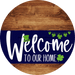 Welcome To Our Home Sign St Patricks Day Navy Stripe Wood Grain Decoe-3251-Dh 18 Round