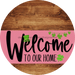 Welcome To Our Home Sign St Patricks Day Pink Stripe Wood Grain Decoe-3321-Dh 18 Round