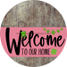 Welcome To Our Home Sign St Patricks Day Pink Stripe Wood Grain Decoe-3324-Dh 18 Round