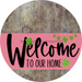 Welcome To Our Home Sign St Patricks Day Pink Stripe Wood Grain Decoe-3324-Dh 18 Round