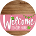 Welcome To Our Home Sign St Patricks Day Pink Stripe Wood Grain Decoe-3330-Dh 18 Round