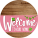 Welcome To Our Home Sign St Patricks Day Pink Stripe Wood Grain Decoe-3330-Dh 18 Round
