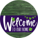 Welcome To Our Home Sign St Patricks Day Purple Stripe Green Stain Decoe-3360-Dh 18 Wood Round
