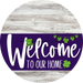 Welcome To Our Home Sign St Patricks Day Purple Stripe White Wash Decoe-3359-Dh 18 Wood Round