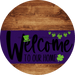 Welcome To Our Home Sign St Patricks Day Purple Stripe Wood Grain Decoe-3342-Dh 18 Round