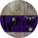 Welcome To Our Home Sign St Patricks Day Purple Stripe Wood Grain Decoe-3345-Dh 18 Round