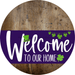 Welcome To Our Home Sign St Patricks Day Purple Stripe Wood Grain Decoe-3354-Dh 18 Round