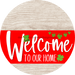 Welcome To Our Home Sign St Patricks Day Red Stripe White Wash Decoe-3297-Dh 18 Wood Round