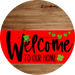 Welcome To Our Home Sign St Patricks Day Red Stripe Wood Grain Decoe-3280-Dh 18 Round