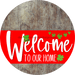 Welcome To Our Home Sign St Patricks Day Red Stripe Wood Grain Decoe-3294-Dh 18 Round