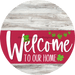 Welcome To Our Home Sign St Patricks Day Viva Magenta Stripe White Wash Decoe-3379-Dh 18 Wood Round