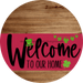 Welcome To Our Home Sign St Patricks Day Viva Magenta Stripe Wood Grain Decoe-3361-Dh 18 Round