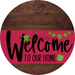 Welcome To Our Home Sign St Patricks Day Viva Magenta Stripe Wood Grain Decoe-3363-Dh 18 Round