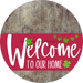 Welcome To Our Home Sign St Patricks Day Viva Magenta Stripe Wood Grain Decoe-3375-Dh 18 Round