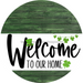 Welcome To Our Home Sign St Patricks Day White Stripe Green Stain Decoe-3249-Dh 18 Wood Round