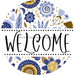 Welcome Wreath Sign, Floral Wreath, DECOE-4131-B, 8 metal Round